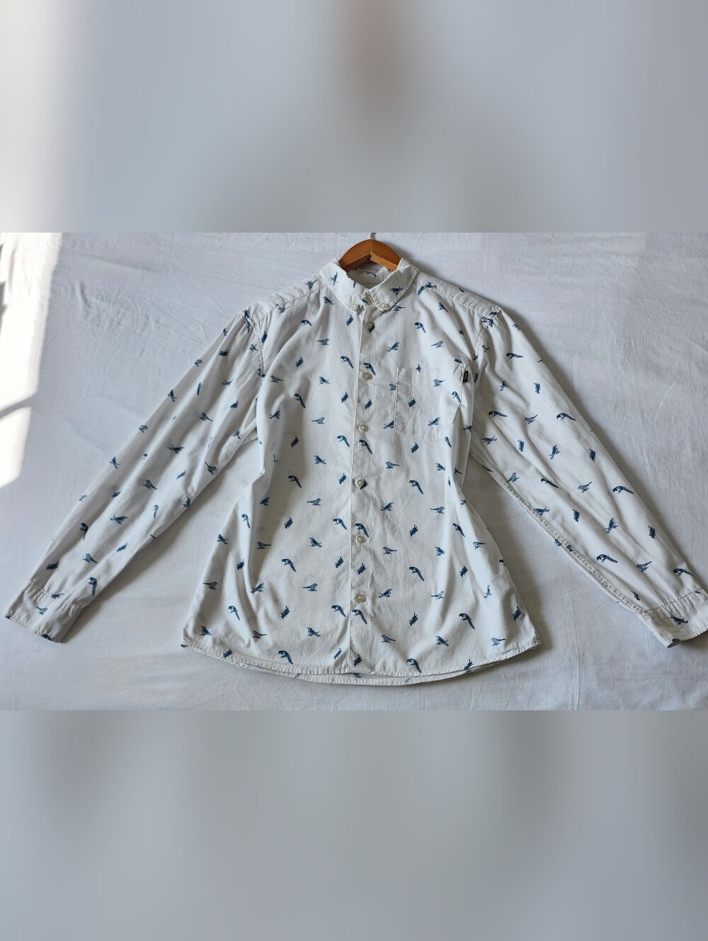 Women's Cotton Shirt with Autumn Bird Print